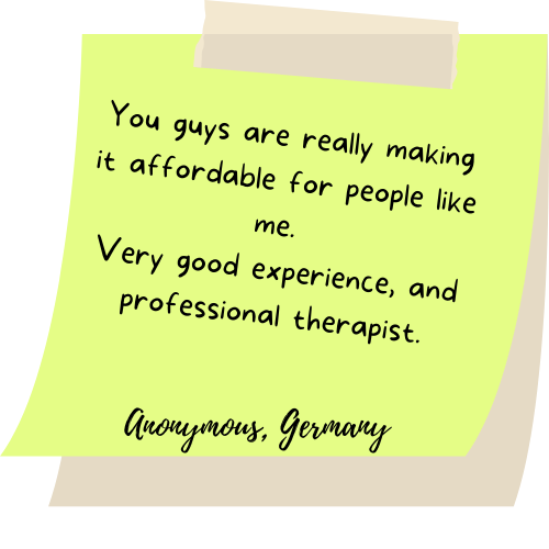You guys are really making it affordable for people like me. Very good experience, and professional therapist.